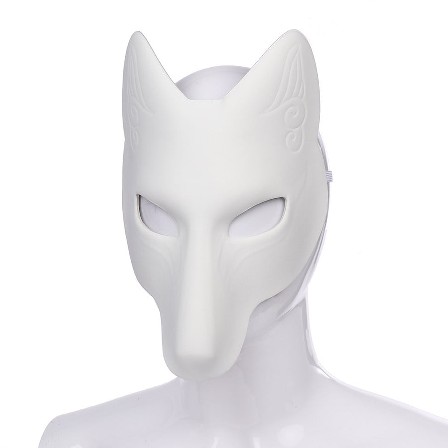 White Self Drawing Fox Mask