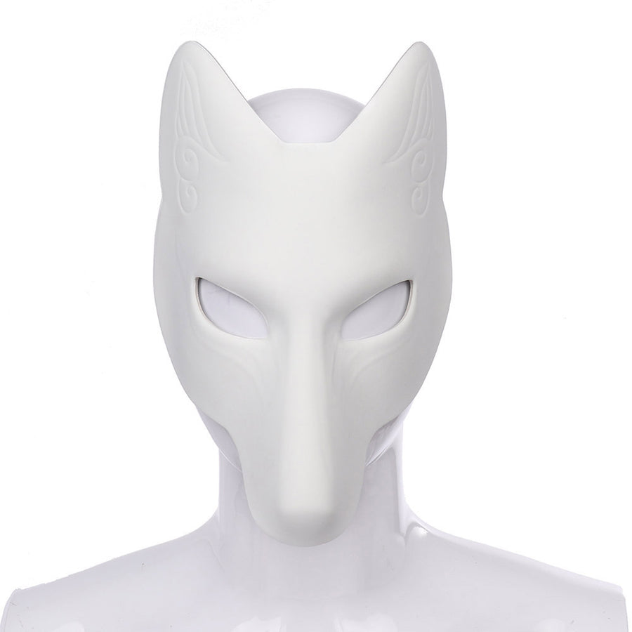 White Self Drawing Fox Mask