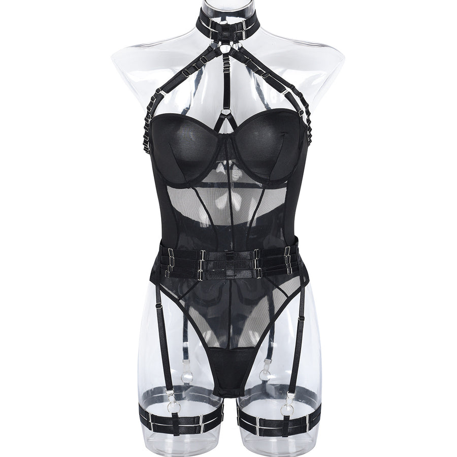 Black Bodysuit With Garter