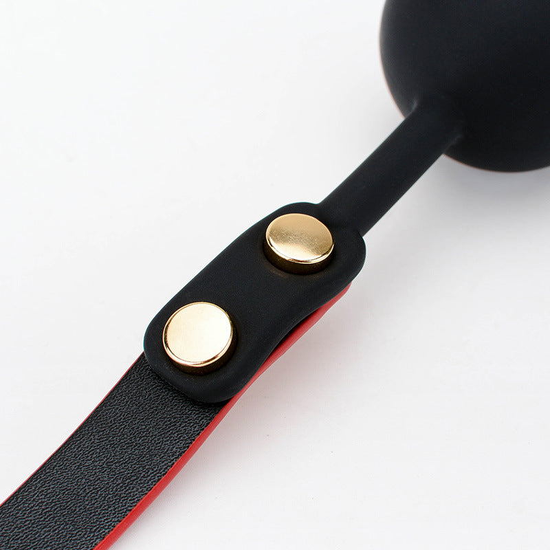 Black And Red Genuine Leather Triple Holes Mouth