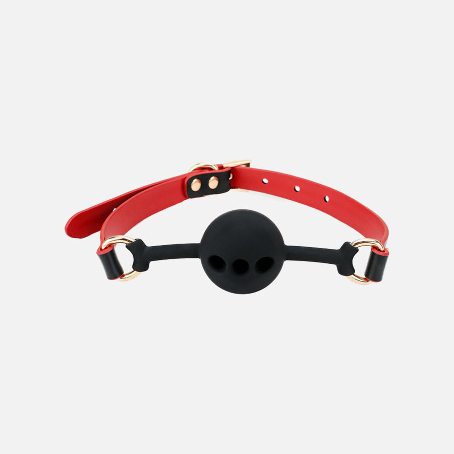 Black And Red Genuine Leather Triple Holes Mouth