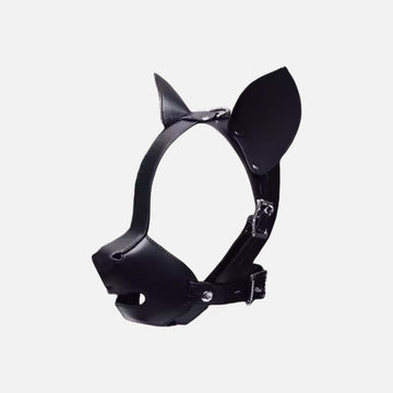 Genuine Leather Dog Mask With Red Gag For Him