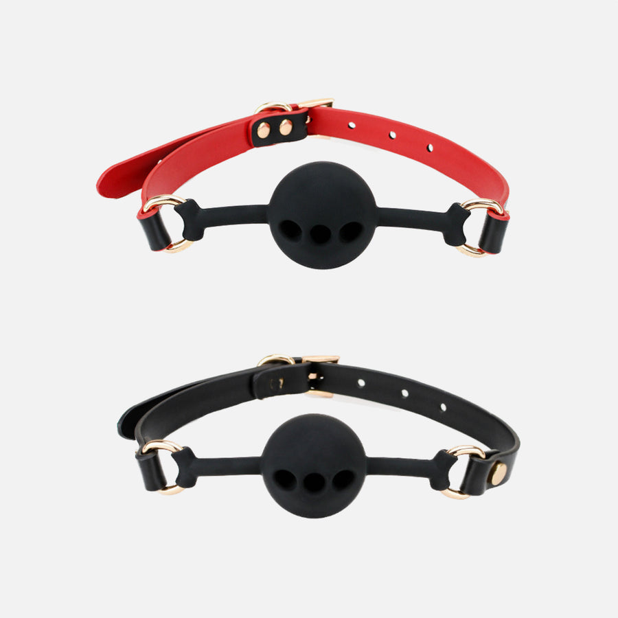 Black And Red Genuine Leather Triple Holes Mouth