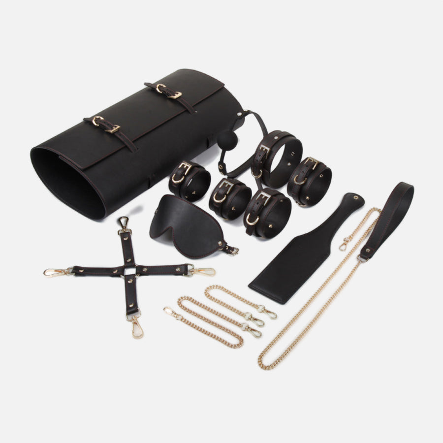 Black Genuine Leather Traveller Set