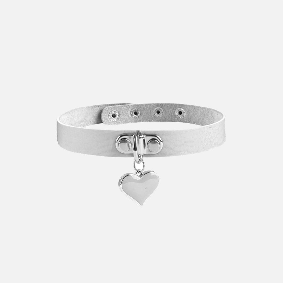 White Metal Heart Choker