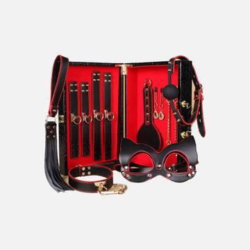 Black And Red Genuine Leather Set Box