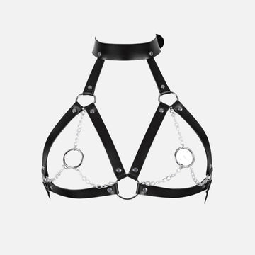 Fan of Chain O Ring Division Halter Bra Top