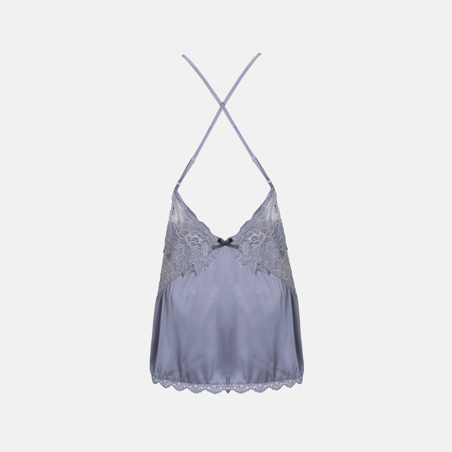 Grey Blue Lace Flowers Nightdress