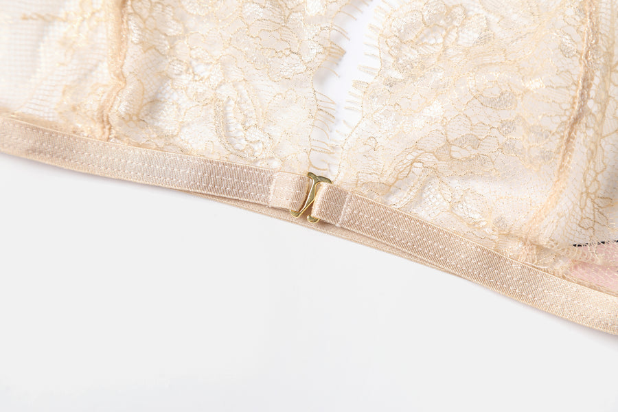 Champagne Gold Halterneck Lace Underwear Suit